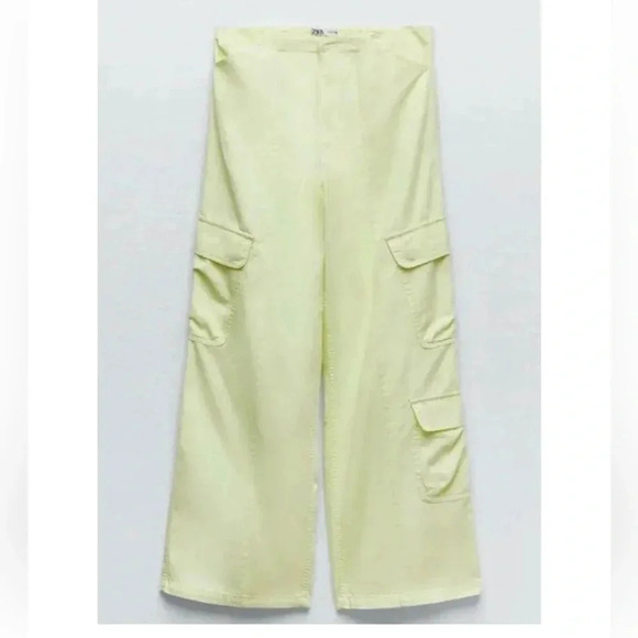 Zara Lime Green Cargo Pants - Picture 3 of 4